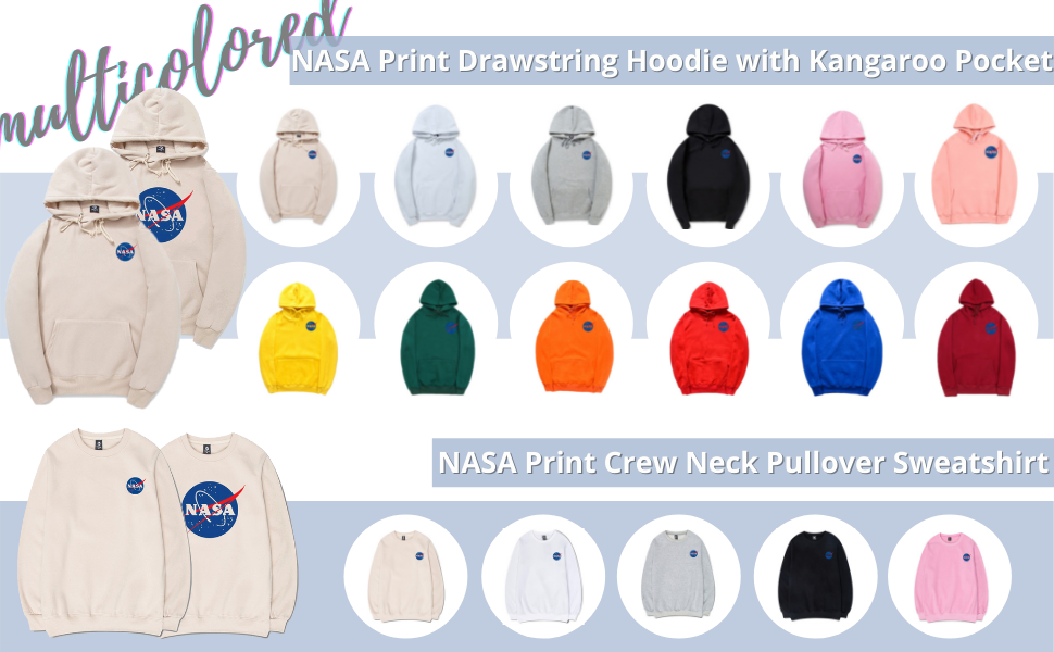 multicolor NASA print hoodie sweatshirt